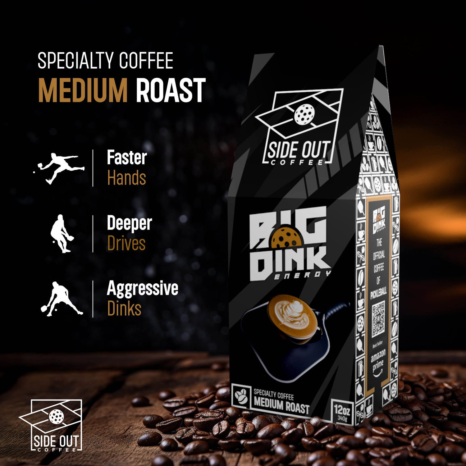 Big Dink Energy medium roast coffee - Official coffee of pickleball Premium Big Dink Energy coffee beans - Medium roast for pickleball lovers Side Out Coffee Big Dink Energy - Pickleball inspired medium roast coffee 12oz box of Big Dink Energy coffee - Me