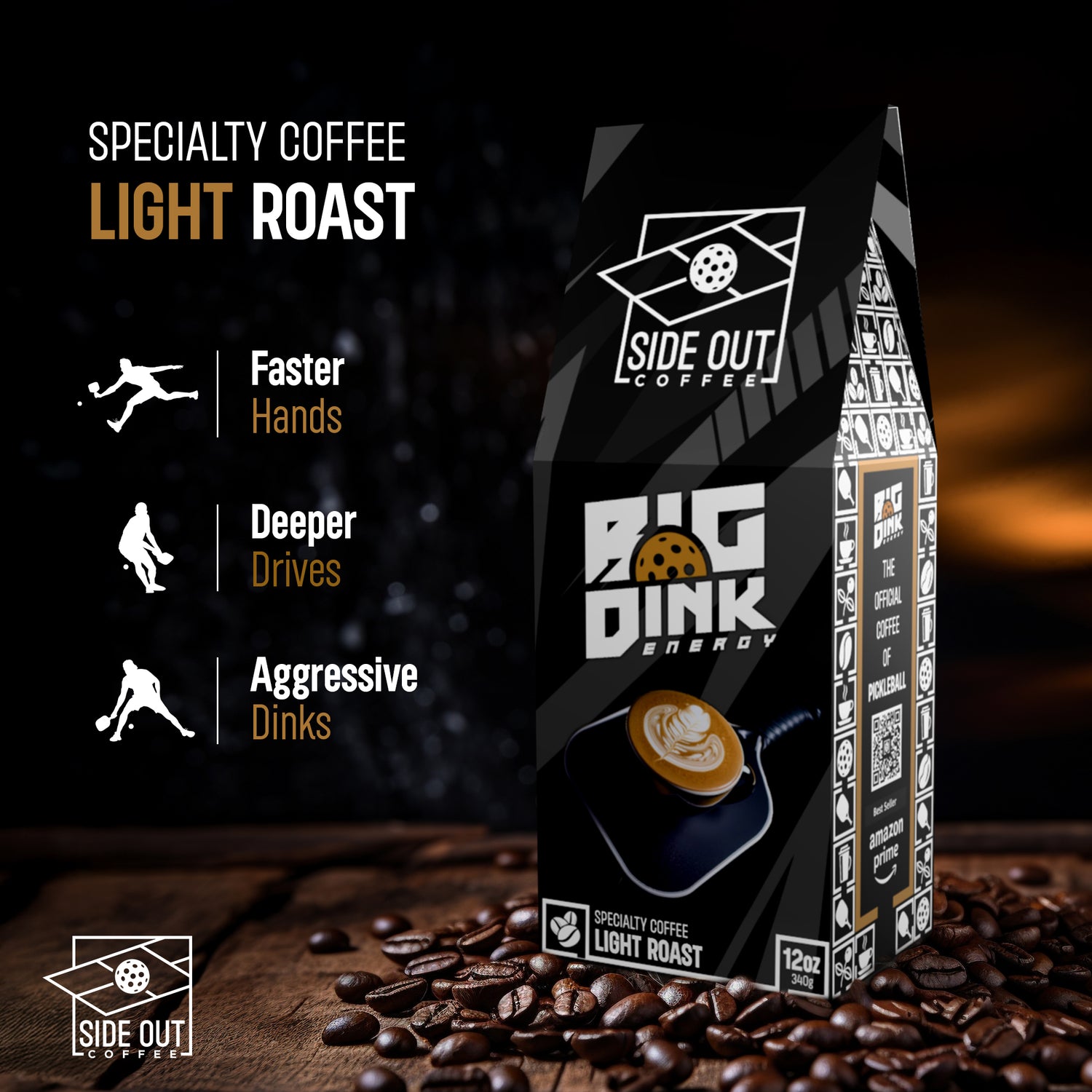 Big Dink Energy light roast coffee - Official coffee of pickleball Side Out Coffee Big Dink Energy - Smooth light roast for pickleball fans 12oz box of Big Dink Energy light roast coffee - Perfect for pickleball lovers Light roast coffee - Big Dink Energy